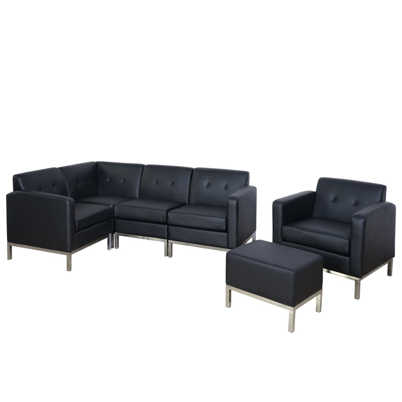 Canapé 4 places et fauteuil système modulaire de fauteuils 4-1, extensible similicuir - noir