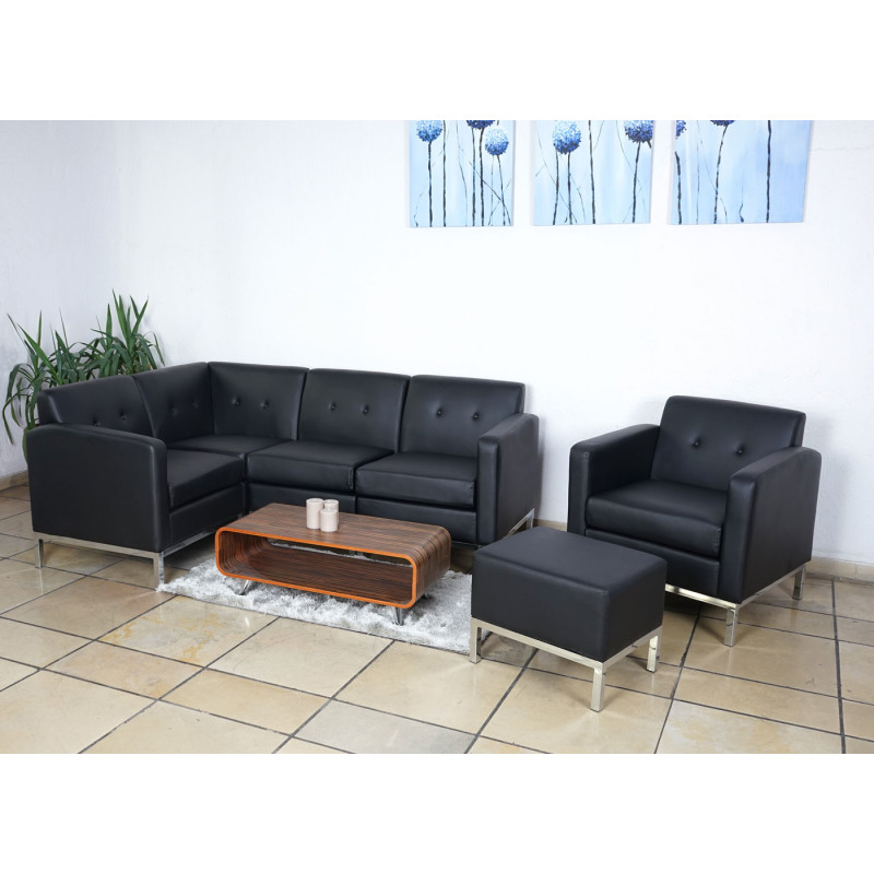 Canapé 4 places et fauteuil système modulaire de fauteuils 4-1, extensible similicuir - noir
