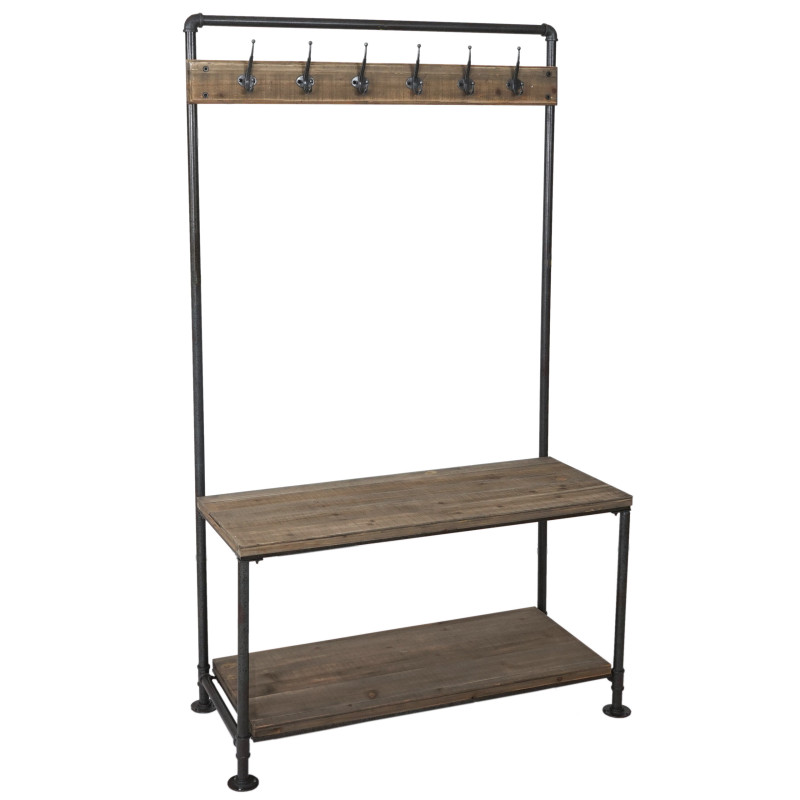 Garde-robe penderie, style campagne design industriel bois véritable 170x98x40cm