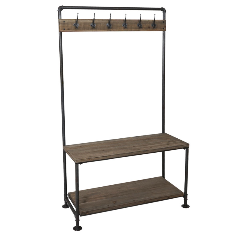 Garde-robe penderie, style campagne design industriel bois véritable 170x98x40cm