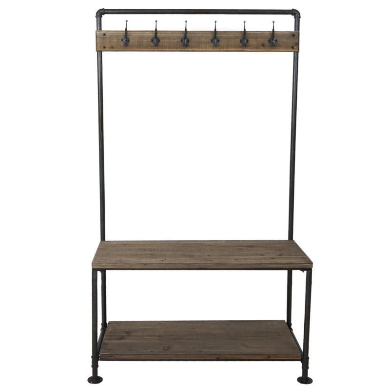 Garde-robe penderie, style campagne design industriel bois véritable 170x98x40cm