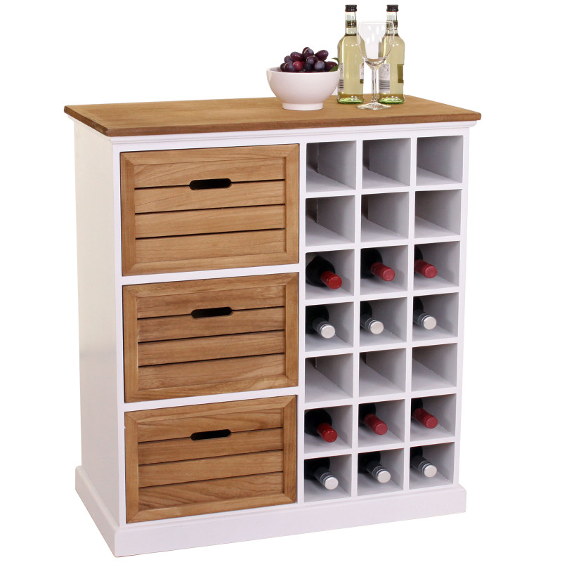 Étagère à vin commode / meuble pour 21 bouteilles avec casiers, style campagne 90x73x38cm