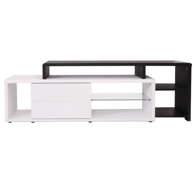 Meuble de télévision tiroirs, noir et blanc, 49 x 151 x 40cm