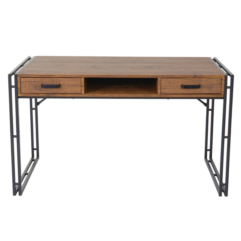 Bureau Dohna, table d'ordinateur, 121x70cm, structure 3D - aspect chêne sauvage