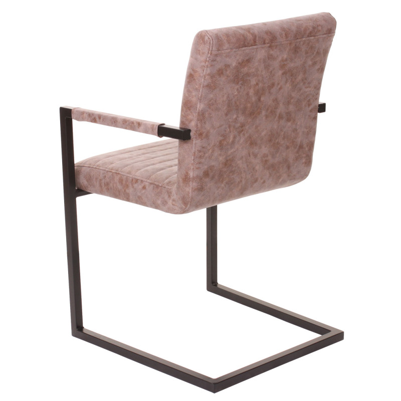 2x chaise de salle à manger fauteuil cantilever, imitation daim vintage - similicuir, marron