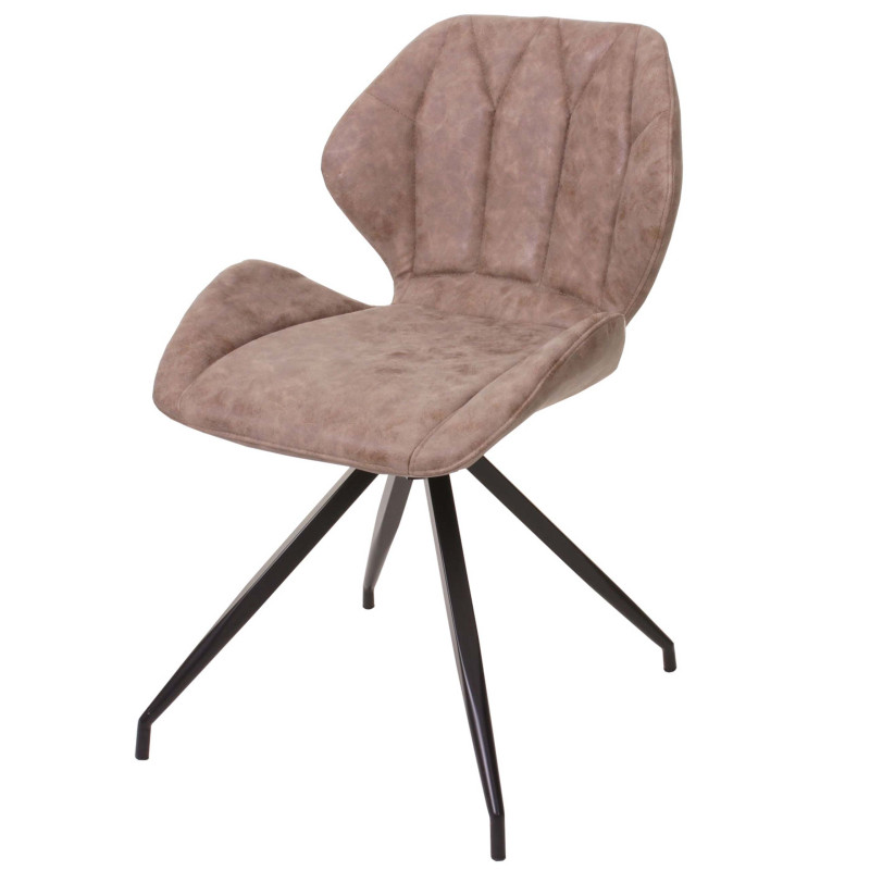 Lot 2x chaise de salle à manger fauteuil, imitation daim vintage - similicuir marron