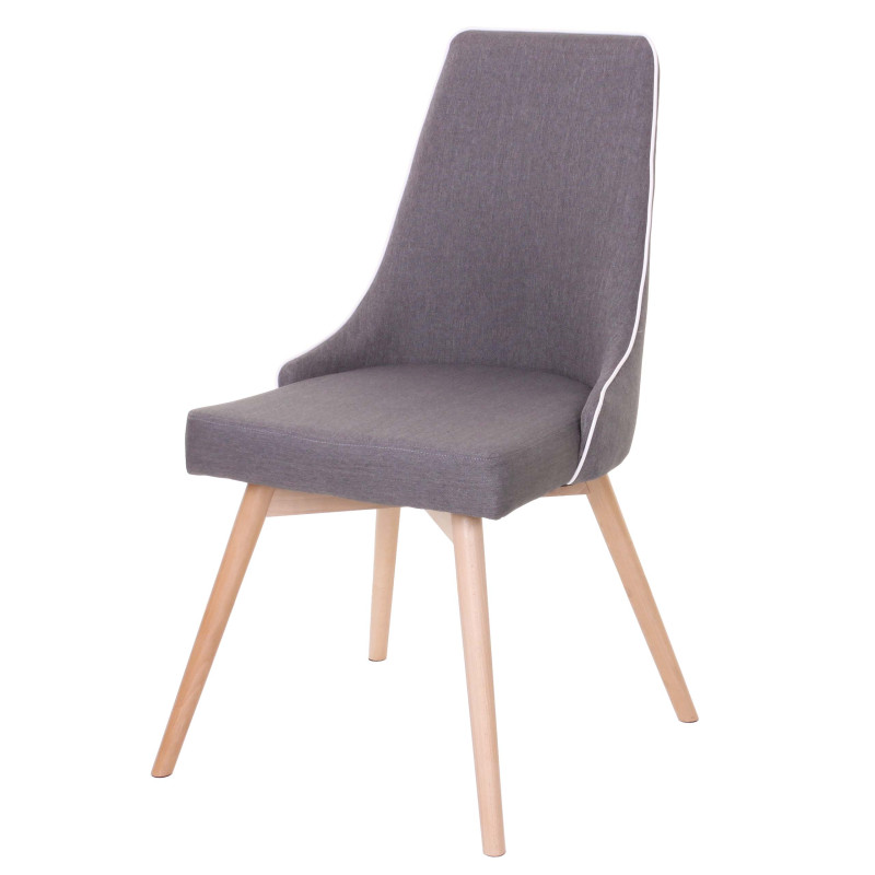 2x chaise de salle à manger fauteuil, style rétro années 50 en tissu - gris foncé