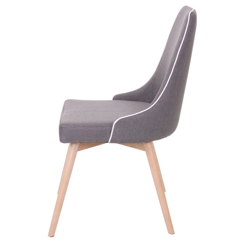 2x chaise de salle à manger fauteuil, style rétro années 50 en tissu - gris foncé