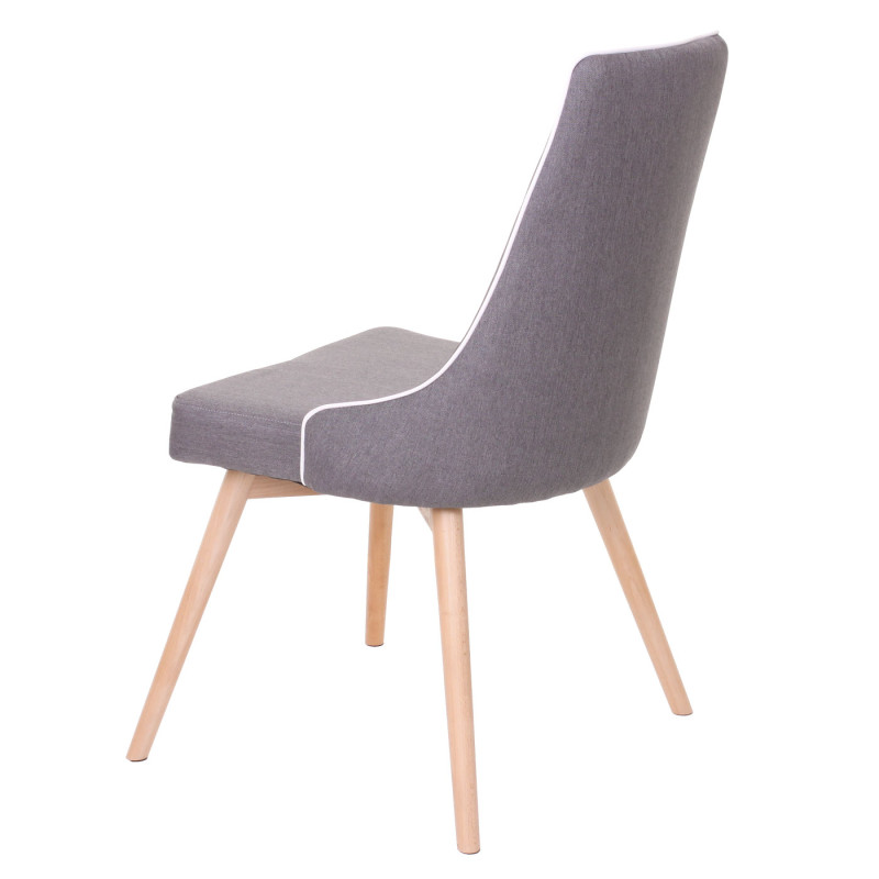 2x chaise de salle à manger fauteuil, style rétro années 50 en tissu - gris foncé