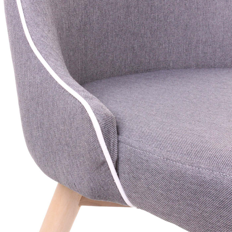 2x chaise de salle à manger fauteuil, style rétro années 50 en tissu - gris foncé