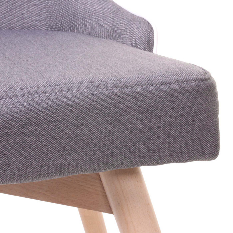 2x chaise de salle à manger fauteuil, style rétro années 50 en tissu - gris foncé