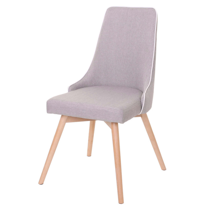 2x chaise de salle à manger fauteuil, style rétro années 50 en tissu - gris