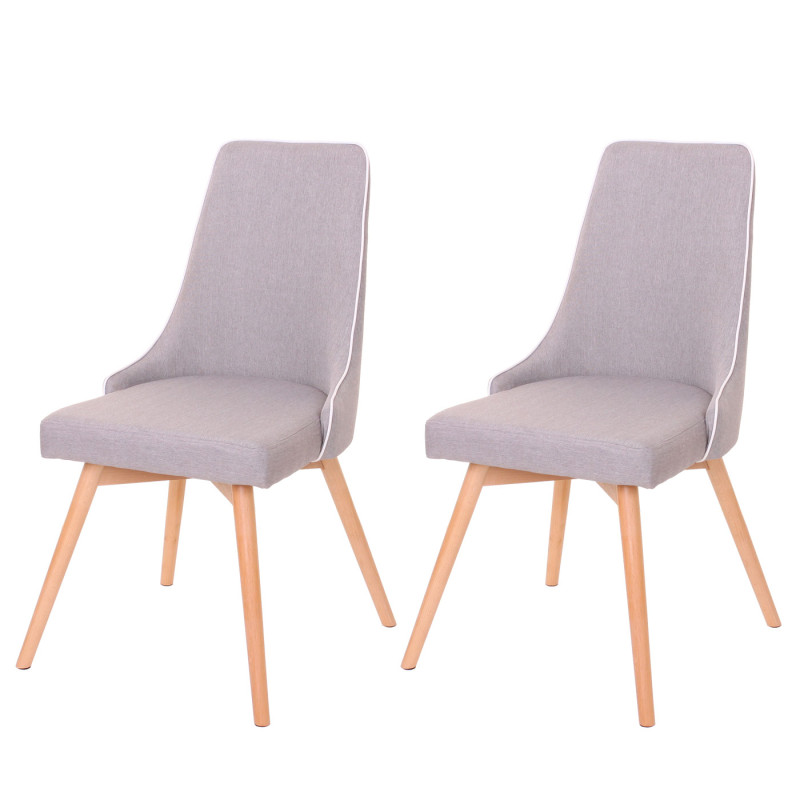 2x chaise de salle à manger fauteuil, style rétro années 50 en tissu - gris