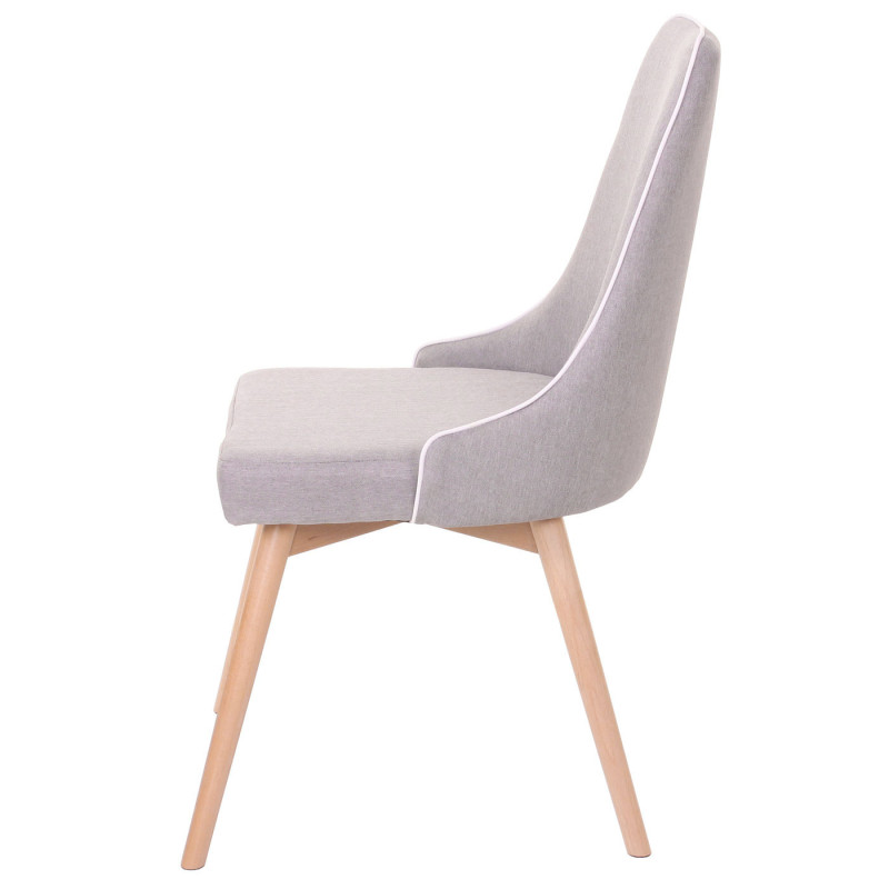 2x chaise de salle à manger fauteuil, style rétro années 50 en tissu - gris