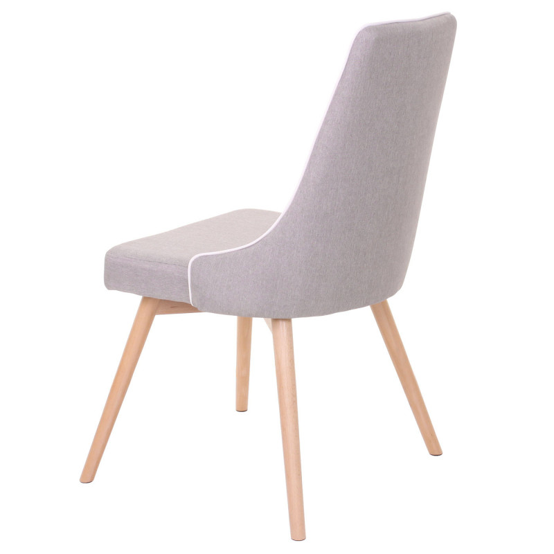 2x chaise de salle à manger fauteuil, style rétro années 50 en tissu - gris