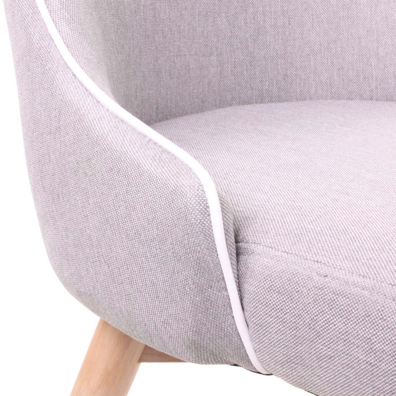 2x chaise de salle à manger fauteuil, style rétro années 50 en tissu - gris