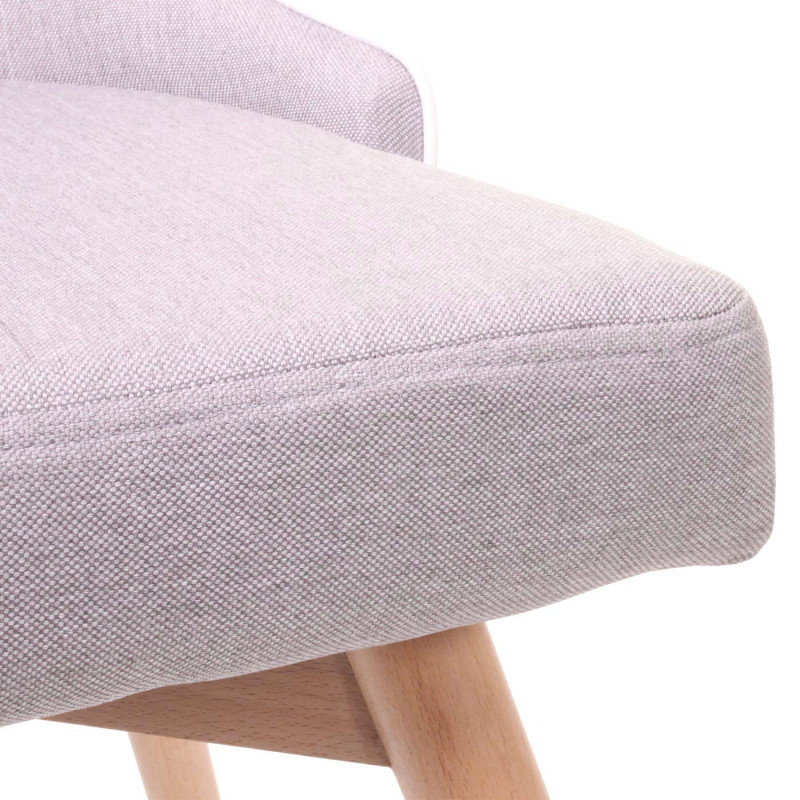 2x chaise de salle à manger fauteuil, style rétro années 50 en tissu - gris