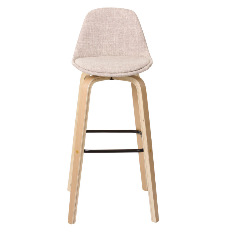 2x tabouret de bar chaise de comptoir avec dossier - tissu, crème/gris