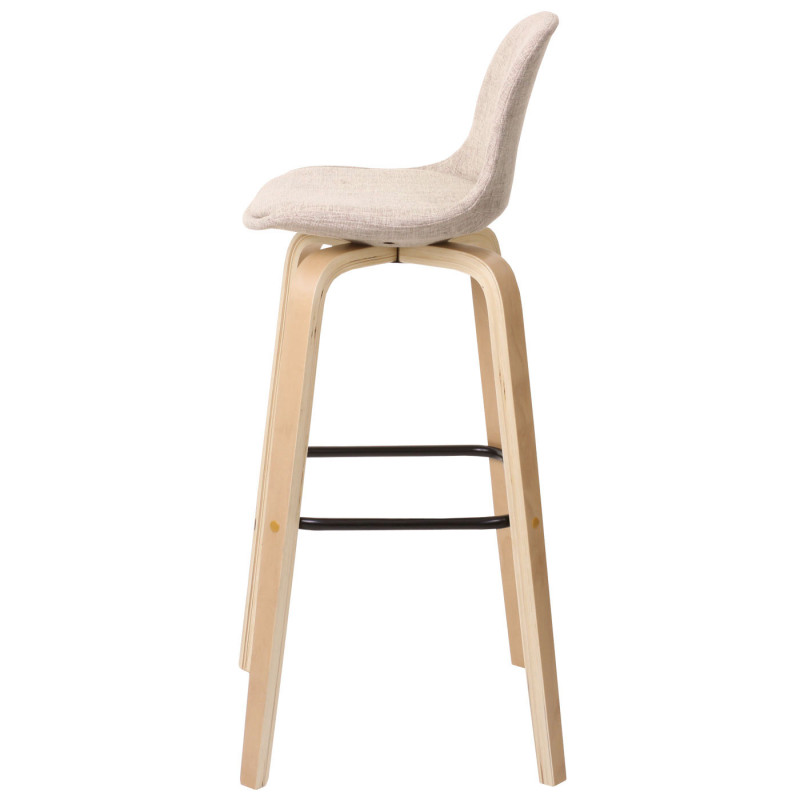 2x tabouret de bar chaise de comptoir avec dossier - tissu, crème/gris