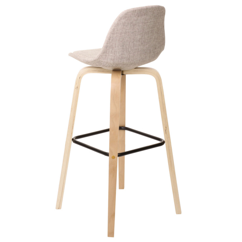 2x tabouret de bar chaise de comptoir avec dossier - tissu, crème/gris