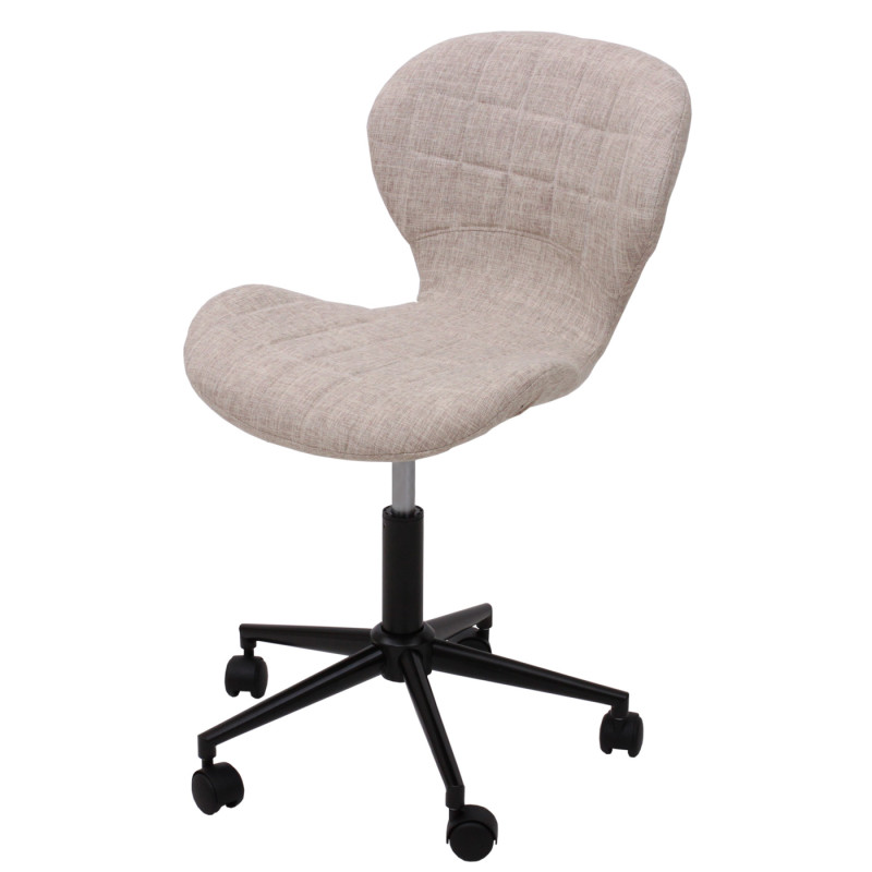 Chaise de bureau pivotante fauteuil, siège baquet, style rétro, tissu crème