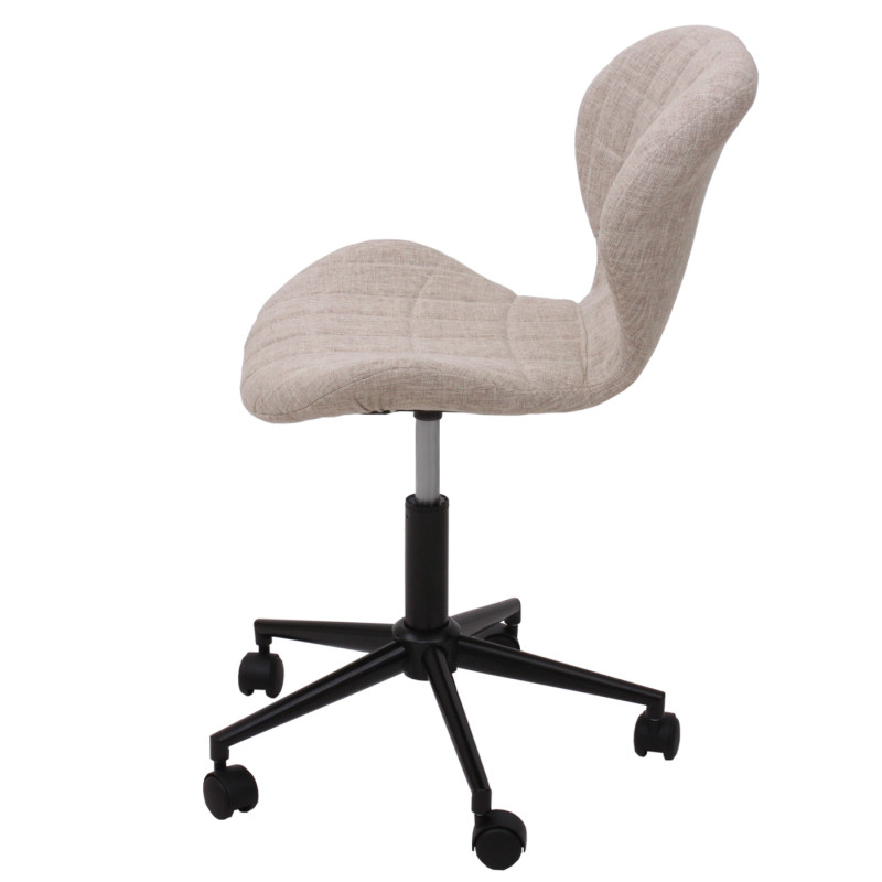 Chaise de bureau pivotante fauteuil, siège baquet, style rétro, tissu crème