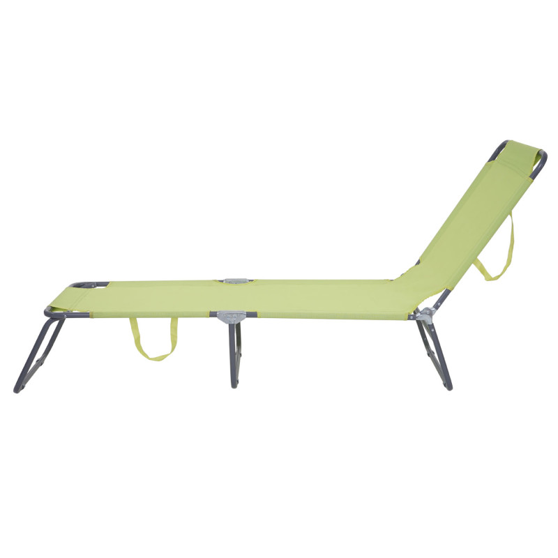 Chaise longue de jardin transat, bain de soleil, tissu pliable - vert