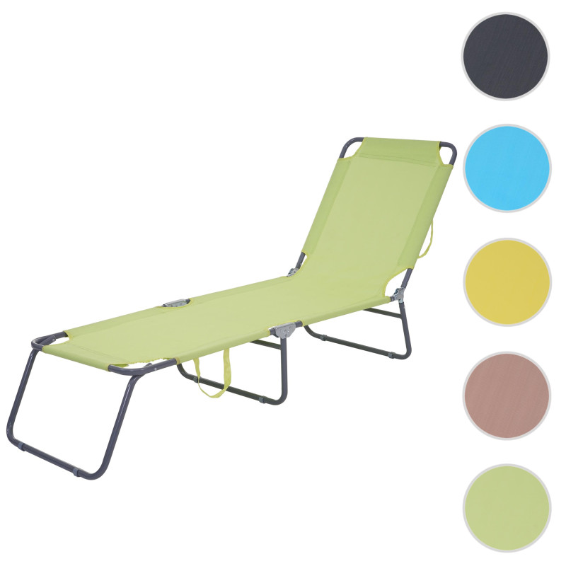Chaise longue de jardin transat, bain de soleil, tissu pliable - vert
