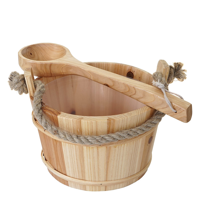 Seau pour sauna avec louche accessoires pour sauna, pin 3,5 l