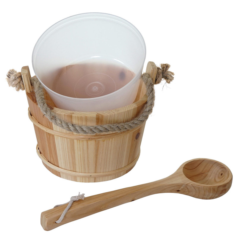 Seau pour sauna avec louche accessoires pour sauna, pin 3,5 l