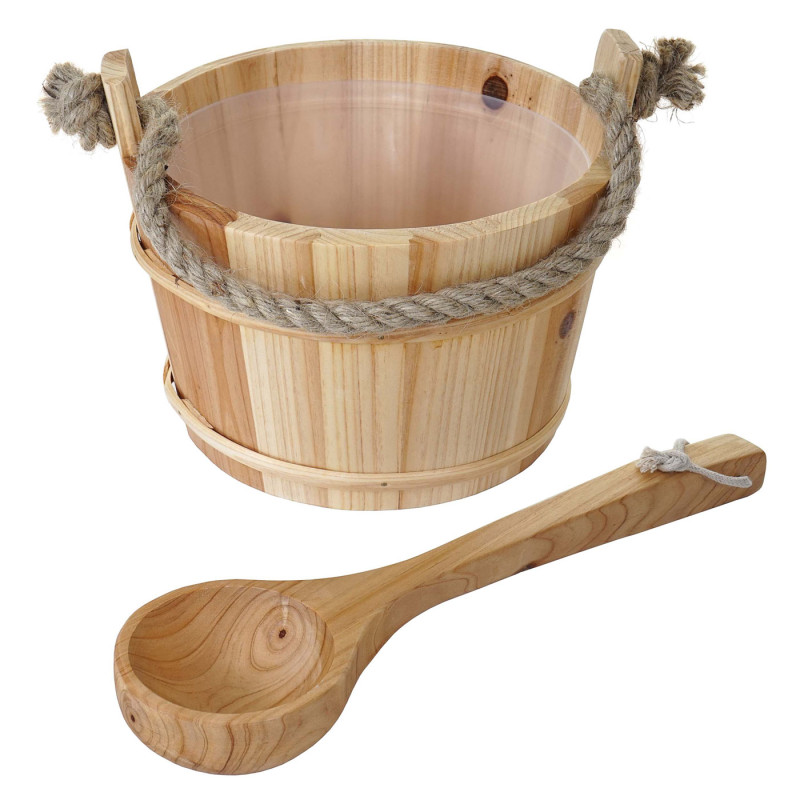 Seau pour sauna avec louche accessoires pour sauna, pin 3,5 l