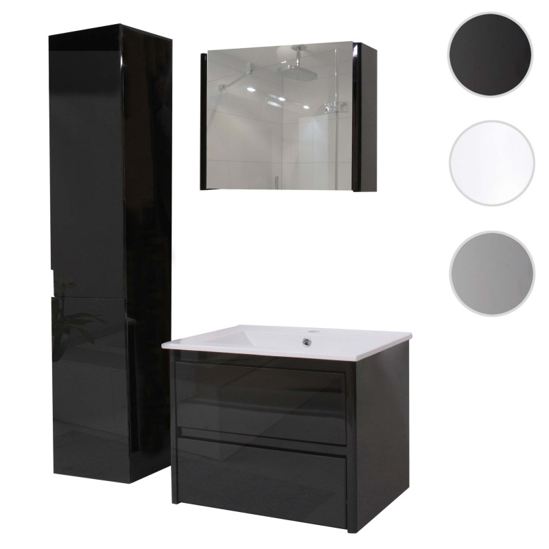 Meuble sous-vasque meuble sous-vasque salle de bain, brillant Soft-Close 50x60cm - noir