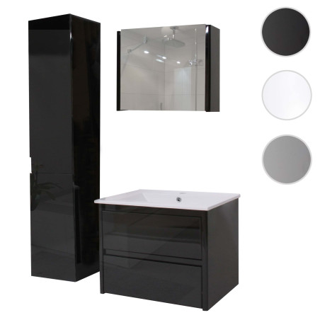 Meuble sous-vasque meuble sous-vasque salle de bain, brillant Soft-Close 50x60cm - noir