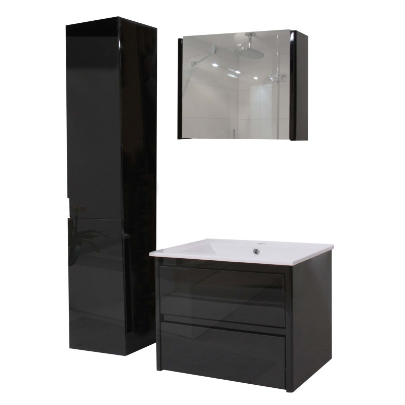 Meuble sous-vasque meuble sous-vasque salle de bain, brillant Soft-Close 50x60cm - noir