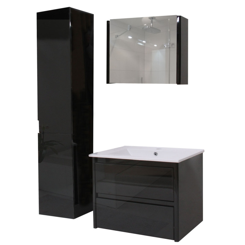 Meuble sous-vasque meuble sous-vasque salle de bain, brillant Soft-Close 50x60cm - noir