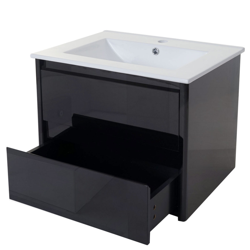 Meuble sous-vasque meuble sous-vasque salle de bain, brillant Soft-Close 50x60cm - noir