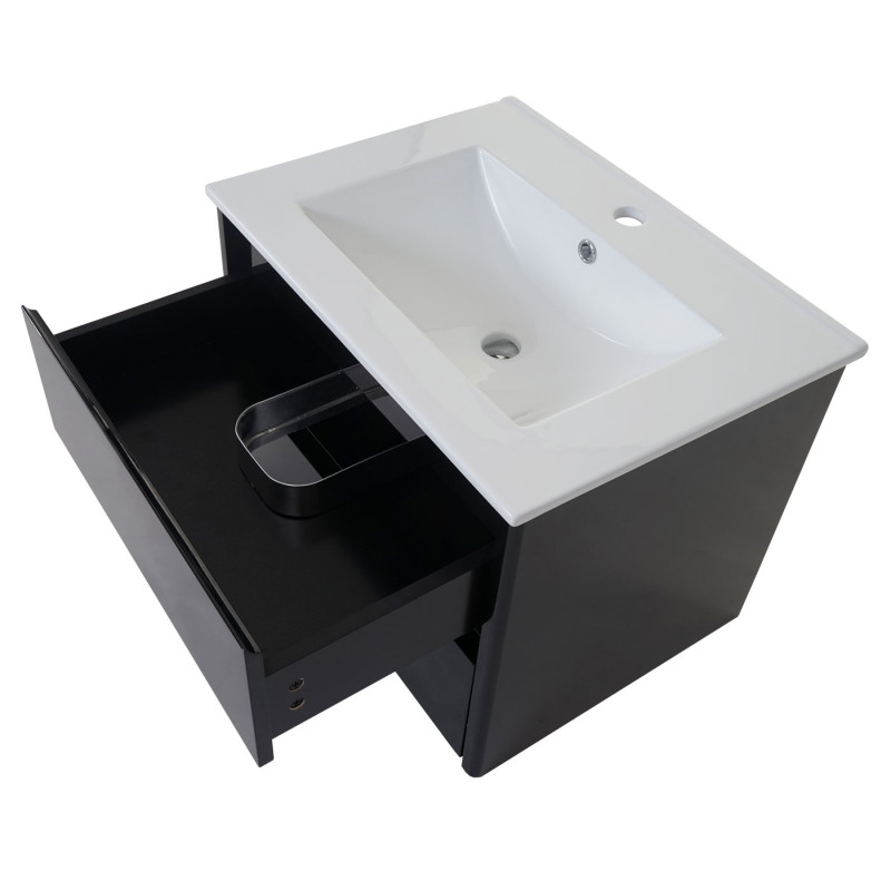 Meuble sous-vasque meuble sous-vasque salle de bain, brillant Soft-Close 50x60cm - noir