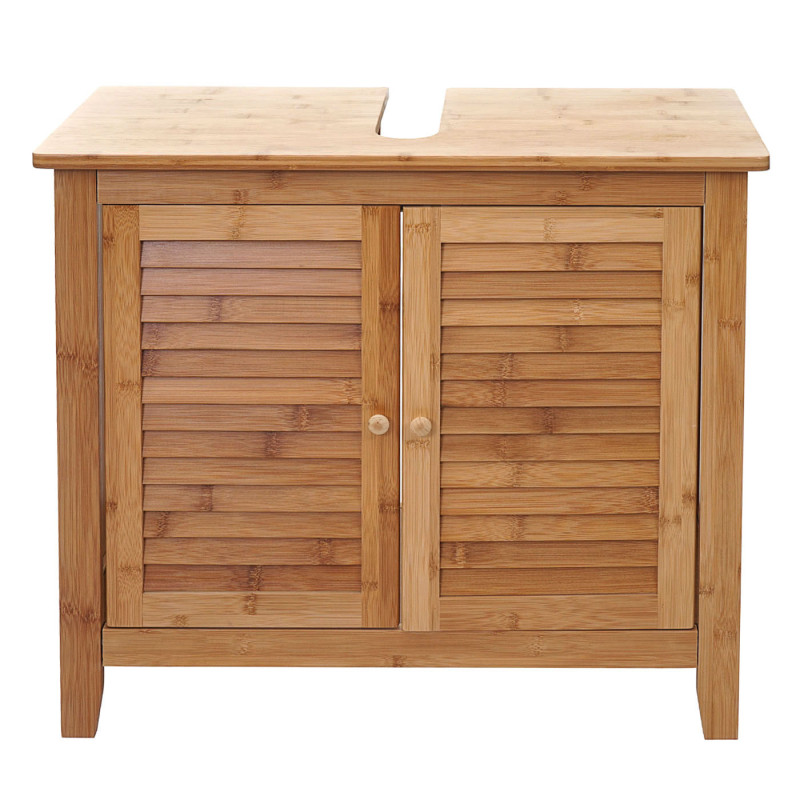 Meuble sous-lavabo salle de bains Armoire, Bambou, 60x67x30cm