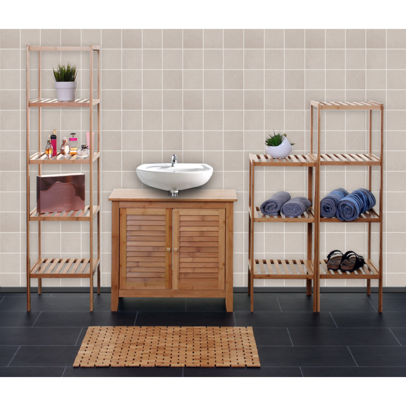 Set complet de salle de bains Meuble Armoires Étagères Bambou