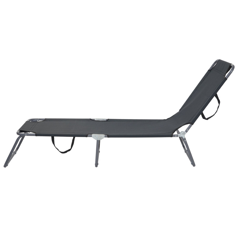 Chaise longue de jardin transat, bain de soleil, tissu pliable - noir