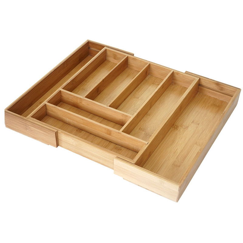 Range-couverts organisateur de tiroir, bambou extensible 35-58x45cm