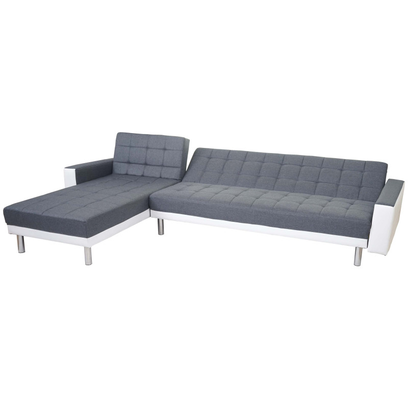 Canapé de salon canapé d'angle, canapé-lit, 298x190cm - tissu, gris / blanc