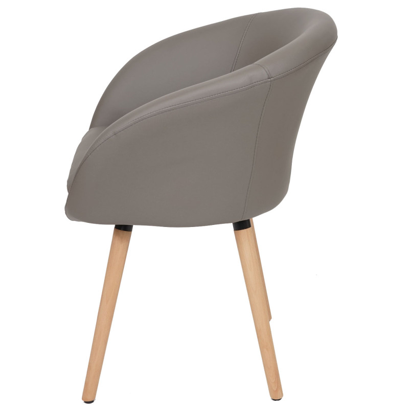 Chaise de salle à manger Malmö T633, fauteuil, design rétro des années 50 - similicuir, taupe