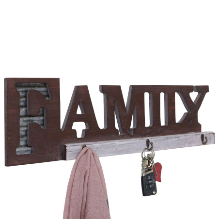 Garde-robe murale Family, planche vestiaire, style chalet, bois, métal