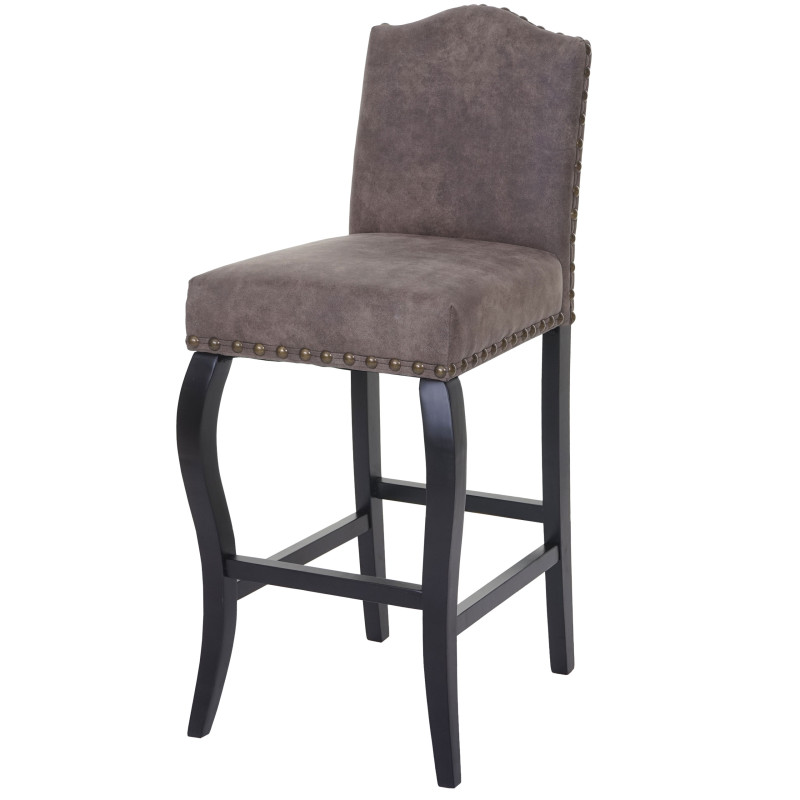 2x tabouret de bar chaise de comptoir, Chesterfield tissu - marron, aspect daim