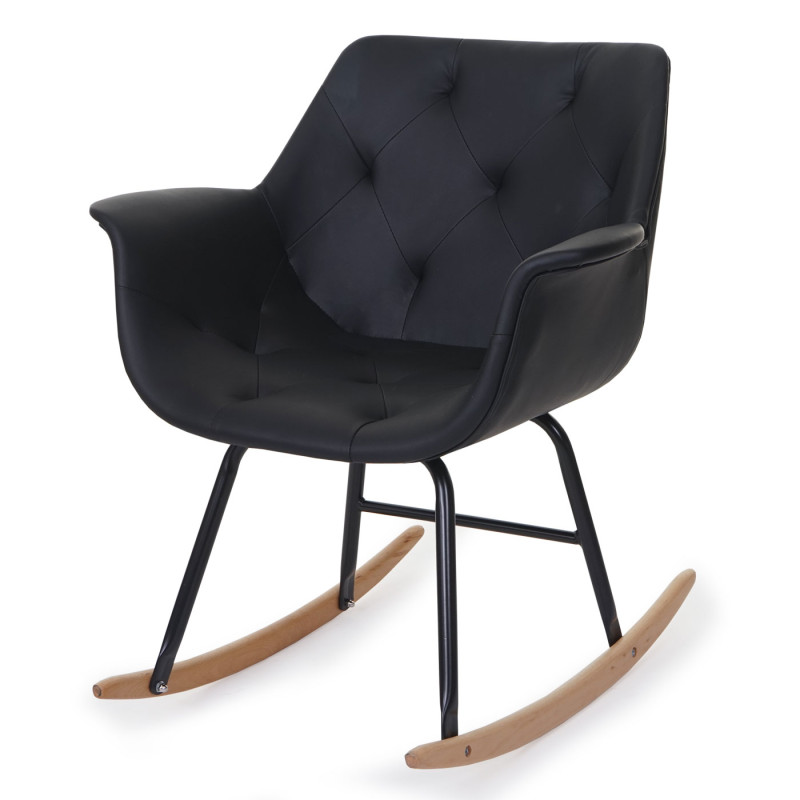 Fauteuil à bascule Malmö T820, rocking-chair, fauteuil basculant, relax - similicuir, noir