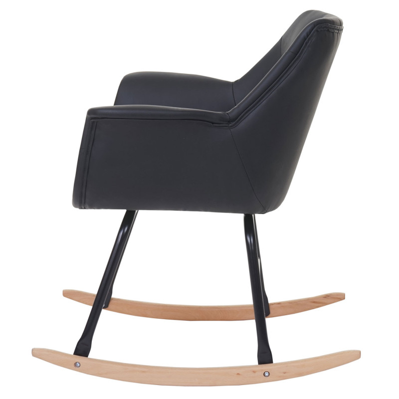 Fauteuil à bascule Malmö T820, rocking-chair, fauteuil basculant, relax - similicuir, noir