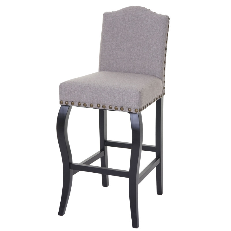 2x tabouret de bar chaise de comptoir, Chesterfield tissu - gris