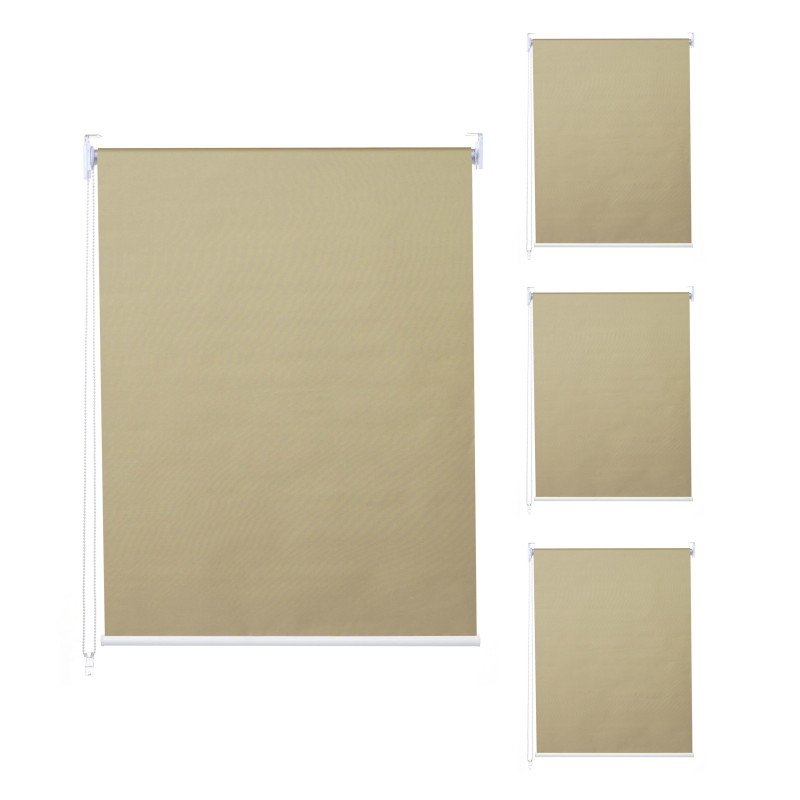 Lot de 4 stores à enroulement 100x160cm protection solaire opaque - beige