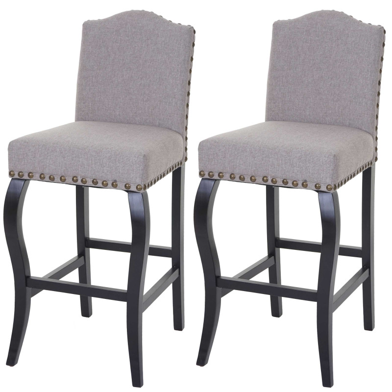 2x tabouret de bar chaise de comptoir, Chesterfield tissu - gris